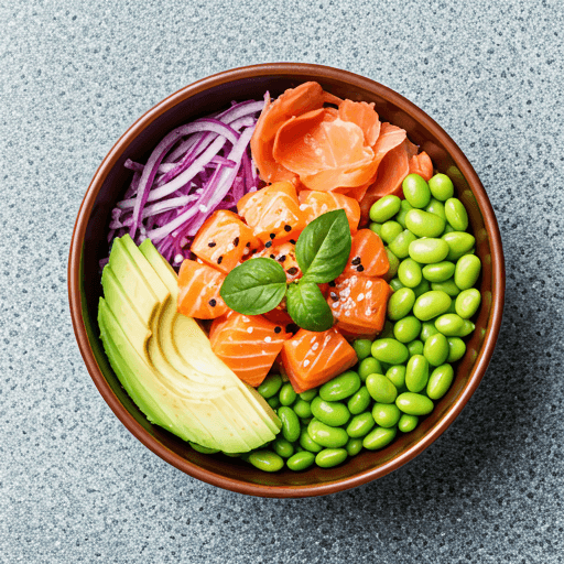 Vibrant healthy poke bowl